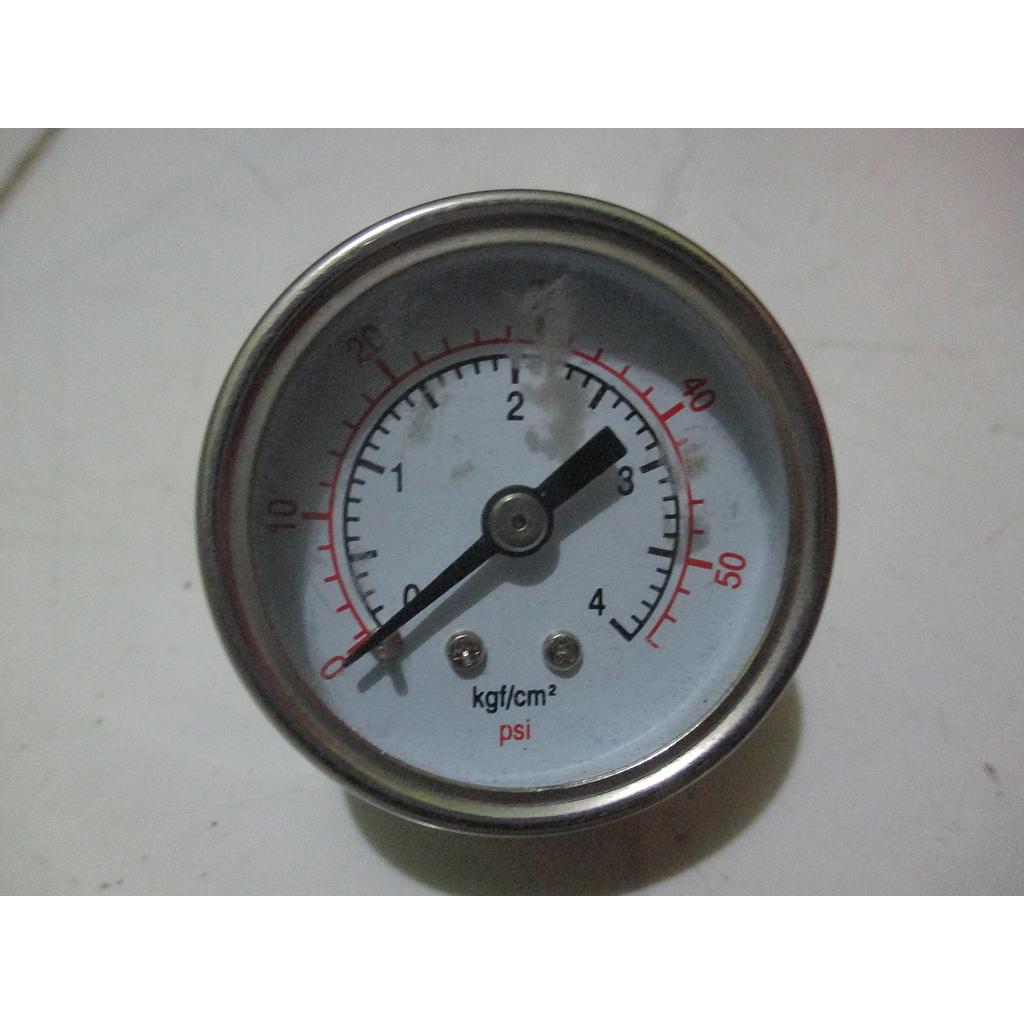 Pressure Gauge 4kgf/cm2 (50psi), 1/8 NPT, Dial 1-1/2", Case SST Silver