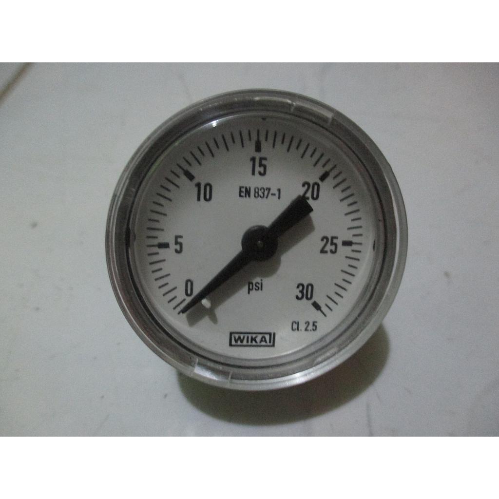 Pressure Gauge 30psi, 1/8 NPT, Dial 1-1/2", Case SST Silver, Wika