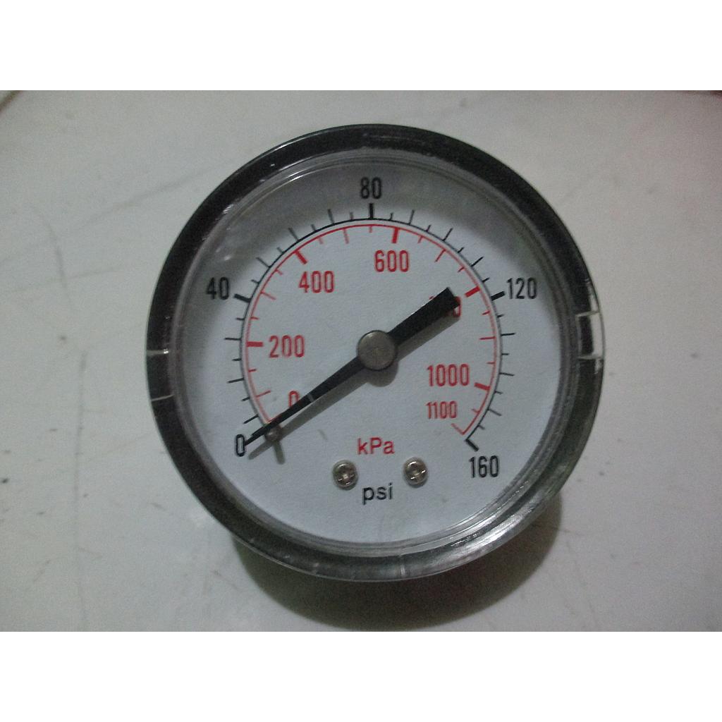 Pressure Gauge 160psi, 1/4 NPT, Dial 2", Case Hitam