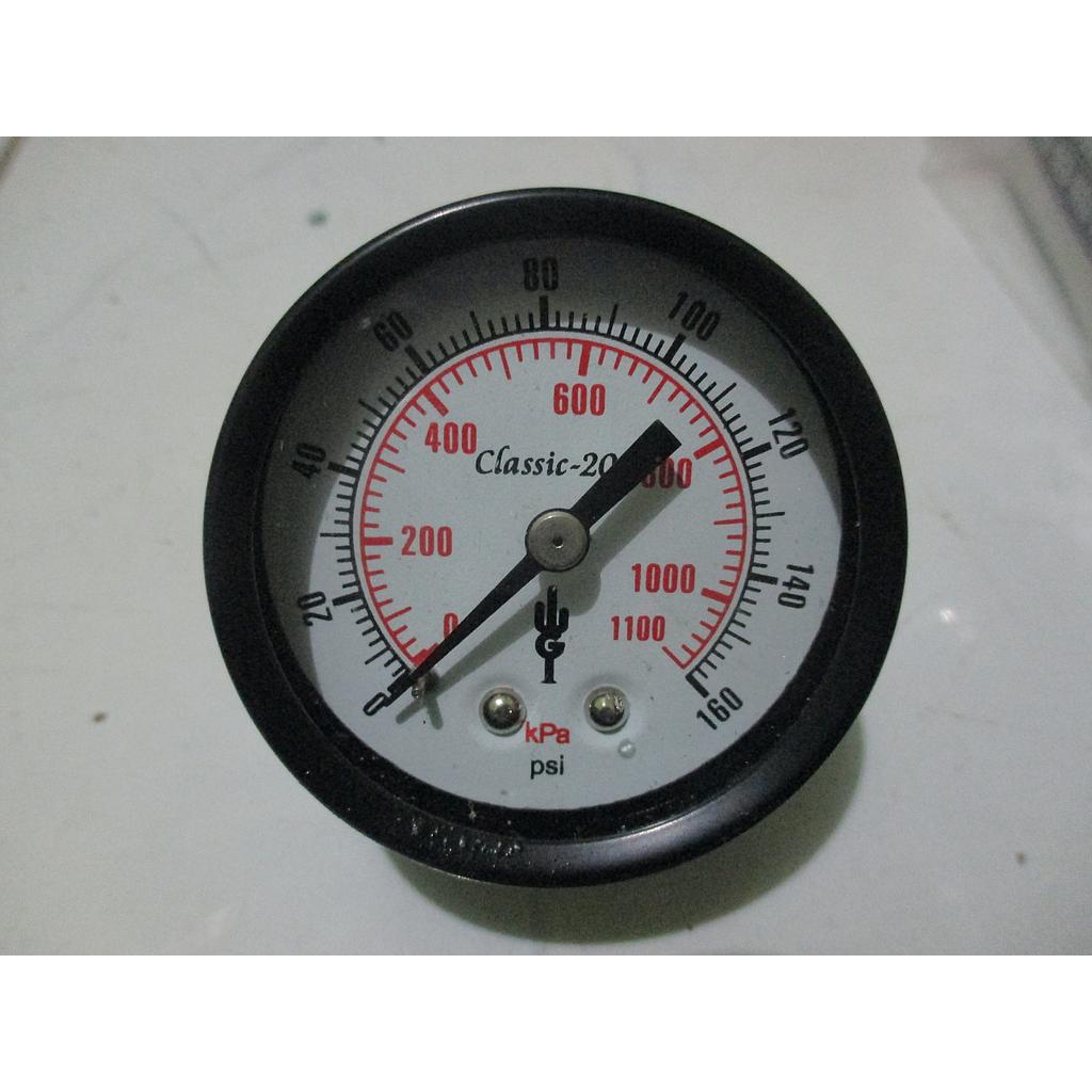 Pressure Gauge 160psi, 1/4 NPT, Dial 2", Case Hitam, WGI