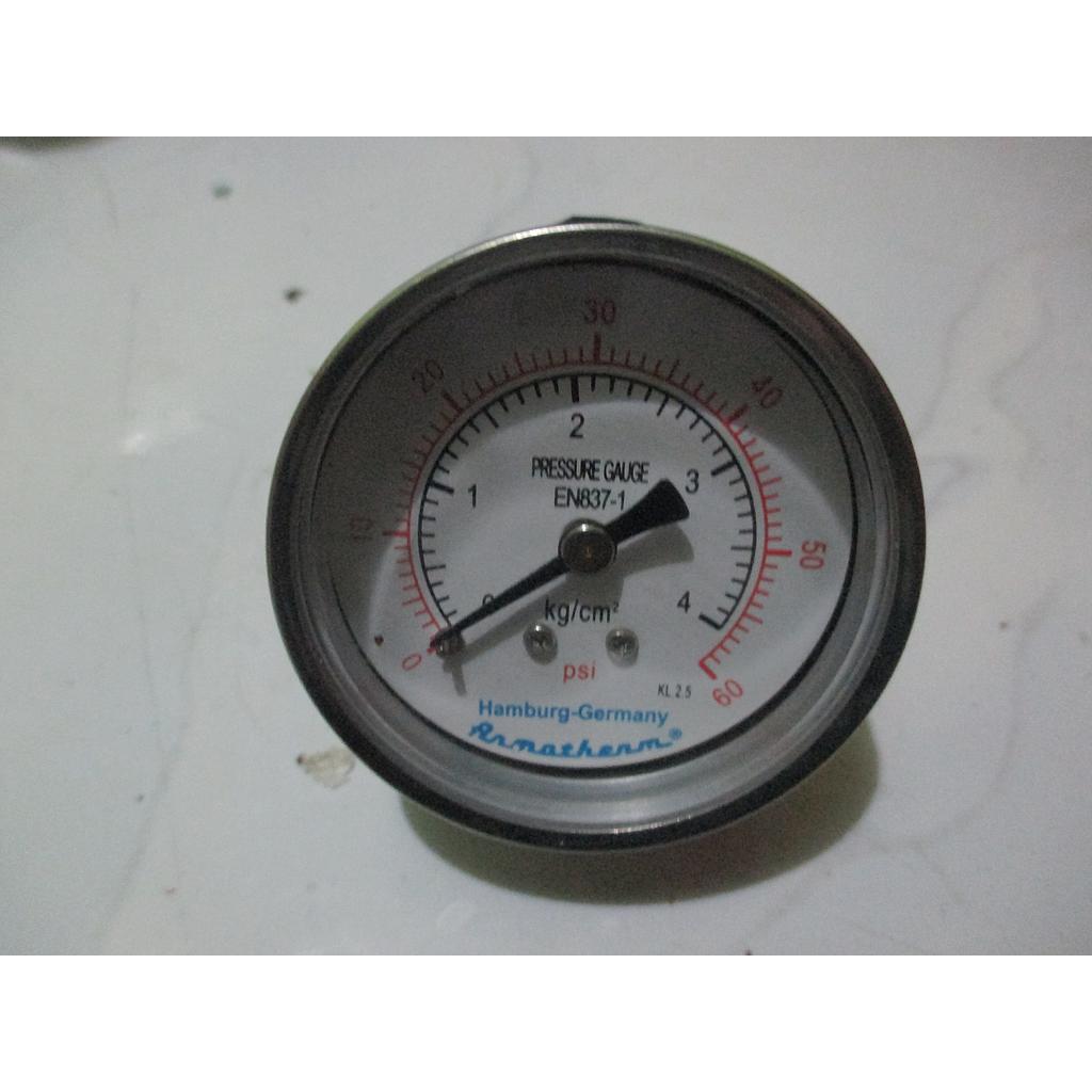 Pressure Gauge 60psi, 1/4 NPT, Dial 2", Case SST Silver, Hamburg Germany Armatherm