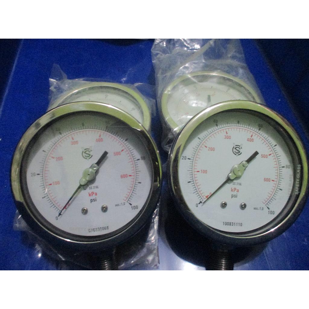 Test Gauge, Pressure Range: 100psi, Case Material: SST 316L, Brand: CVS