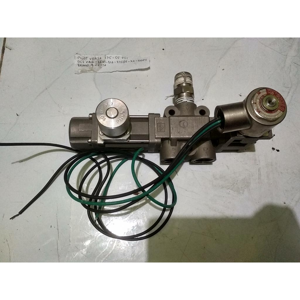 Pneumatic Pilot 3-Way Valve, 1-4" NPTF, Range 175-55 Psi, Brand Versa