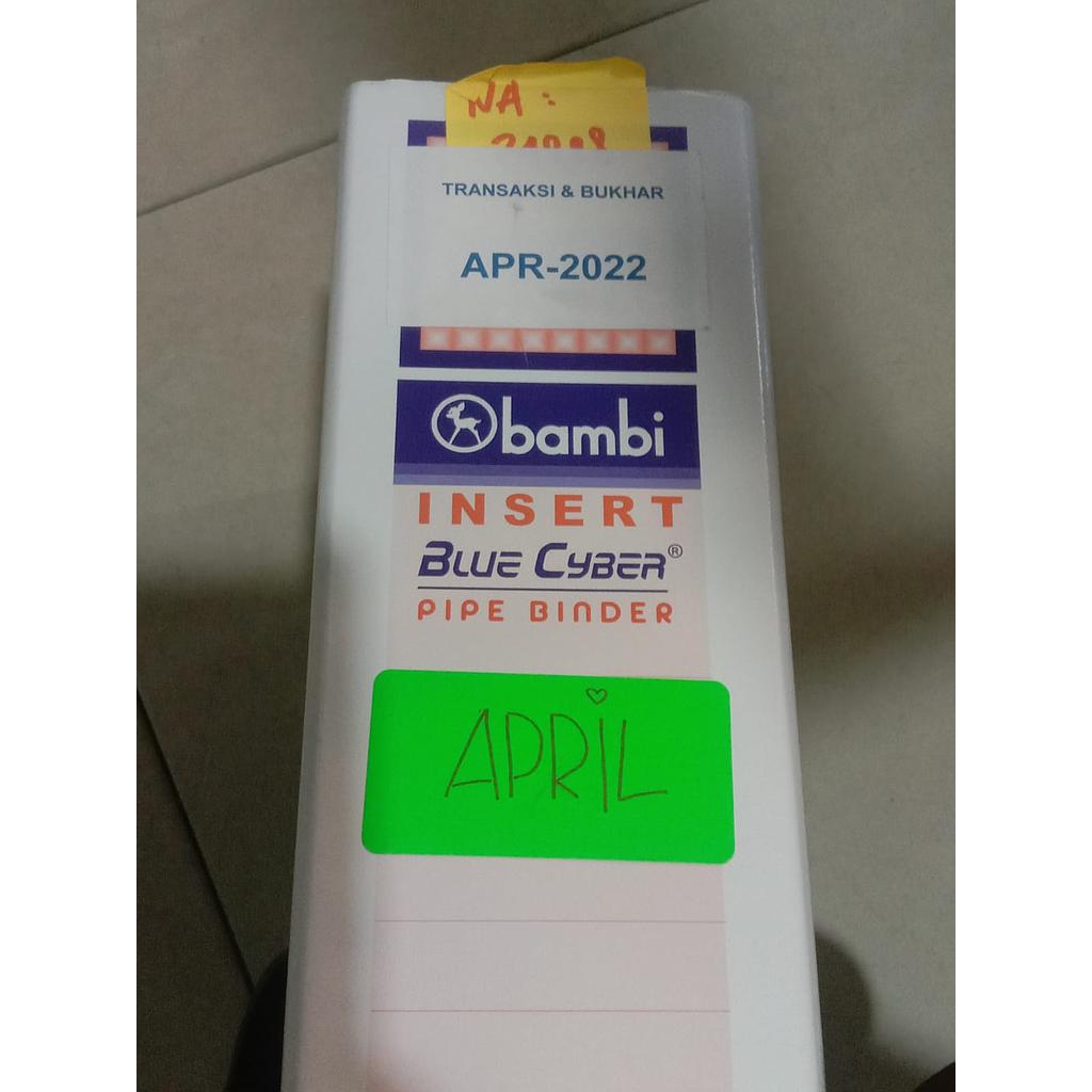 Dokumen Transaksi Dan Bukhar April,, Binder Warna Putih 