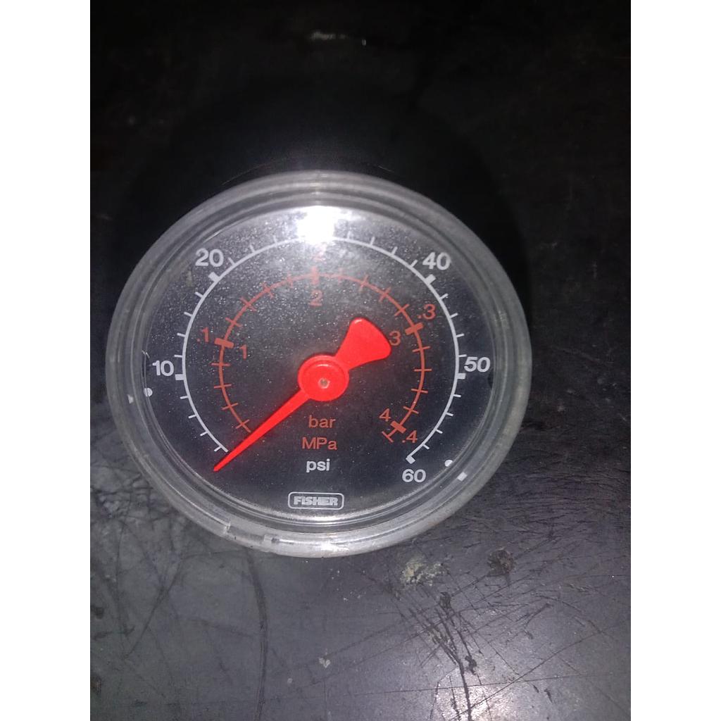 Pressure Gauge 60 PSI, Dial 2", Back Connection, Plastik Case, Brand Fisher, 1/4 NPT 