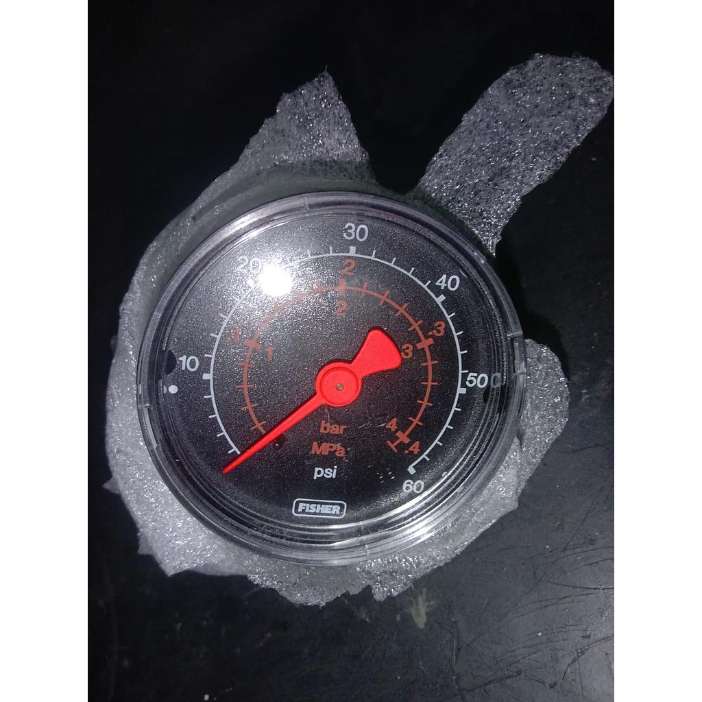 Pressure Gauge 60 PSI, Dial 1 1/2", Back Connection, Plastik Case, Brand Fisher, 1/8 NPT 