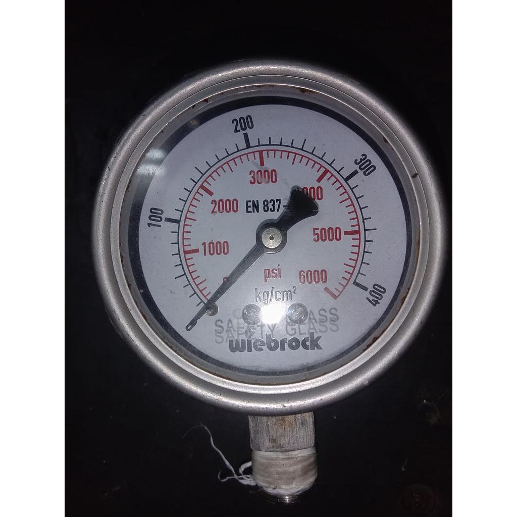Pressure Gauge 6000 PSI, Dial 2 1/2", Bottom Connection, Brand Wiebrock, SST Case, 1/4 NPT  