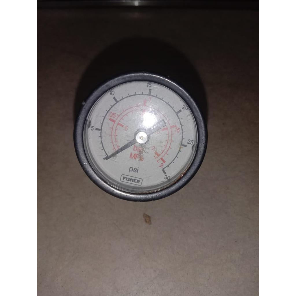 Pressure Gauge 30 PSI, Dial 1/2", Back Connection, Plastik Case, Brand Fisher, 1/8 NPT