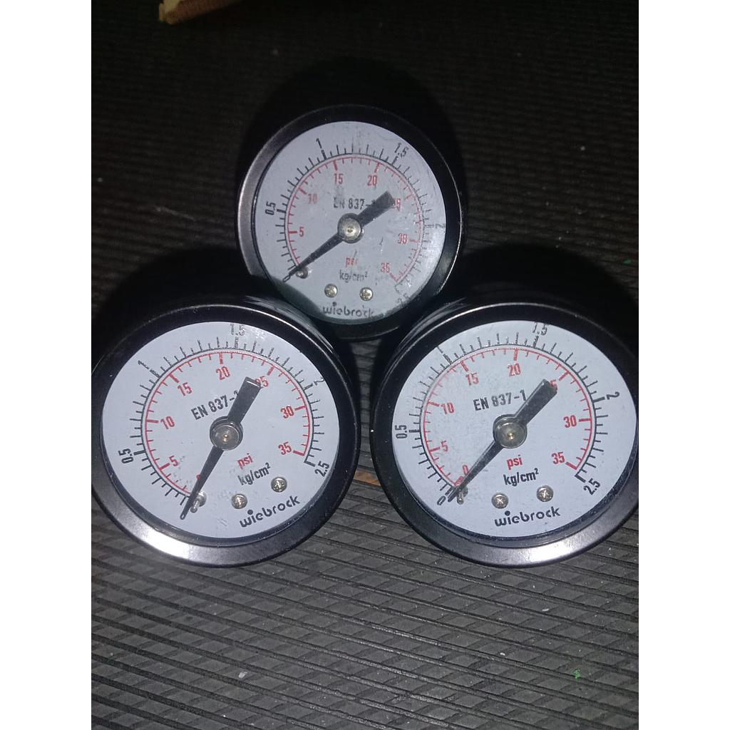 Pressure Gauge 35PSI, Dial 1 1/2", Back Connection, Plastik Case, Brand Wiebrock, 1/8NPT 