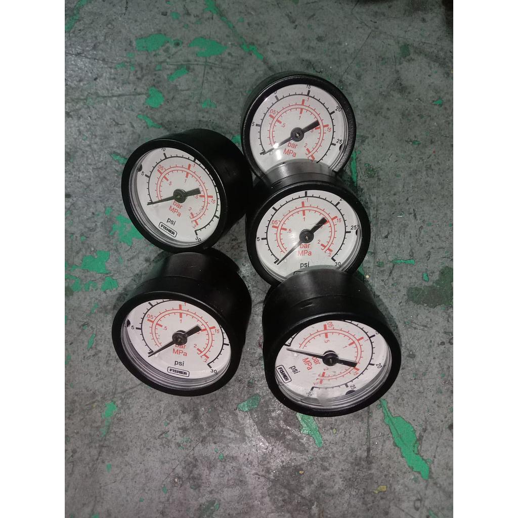 Pressure Gauge 30 PSI, Dial 1 1/2", 1/8 NPT, Plastik Case, Back Connection, Brand Fisher 