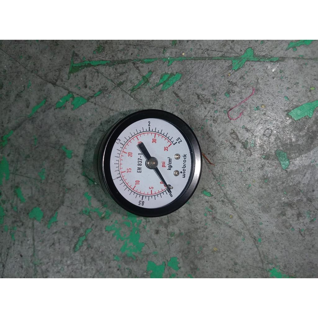 Pressure Gauge 35 PSI, Dial 1 1/2", 1/8 NPT, Plastik Case, Back Connection, Brand Wiebrock  