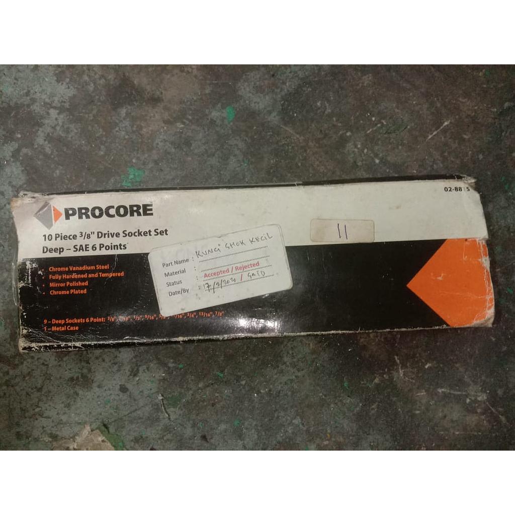 Kunci Shock Kecil, Brand Procore, 10 Piece 3/8" Drive Socket Set 