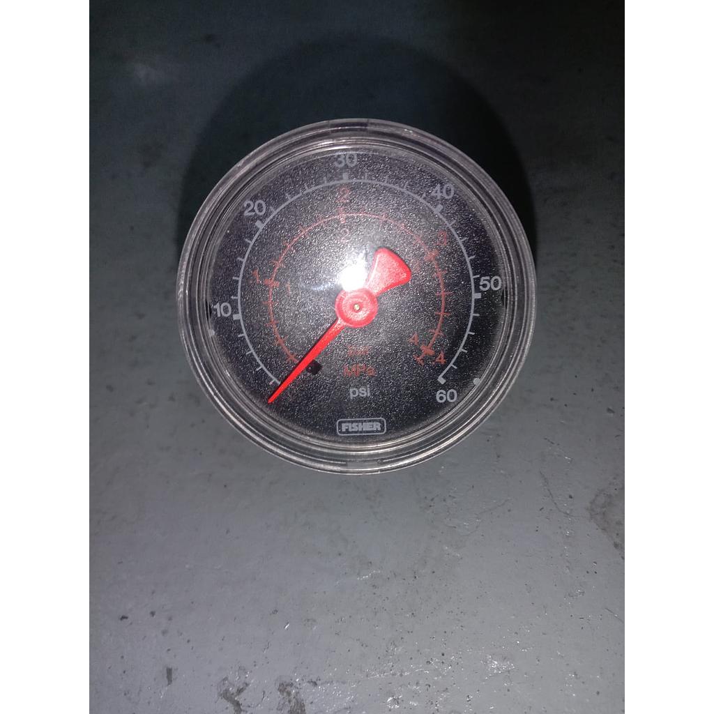 Pressure Gauge 60 PSI, Dial 2", 1/4 NPT, Back Connection, Plastik Case, Brand Fisher 