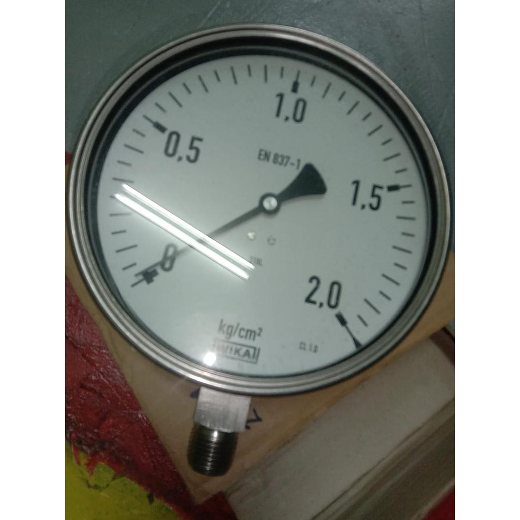 Pressure Gauge 2,0 Kg/cm2, Dial 6", 1/2 NPT, Bottom Connection, SST Case, Brand Wika 