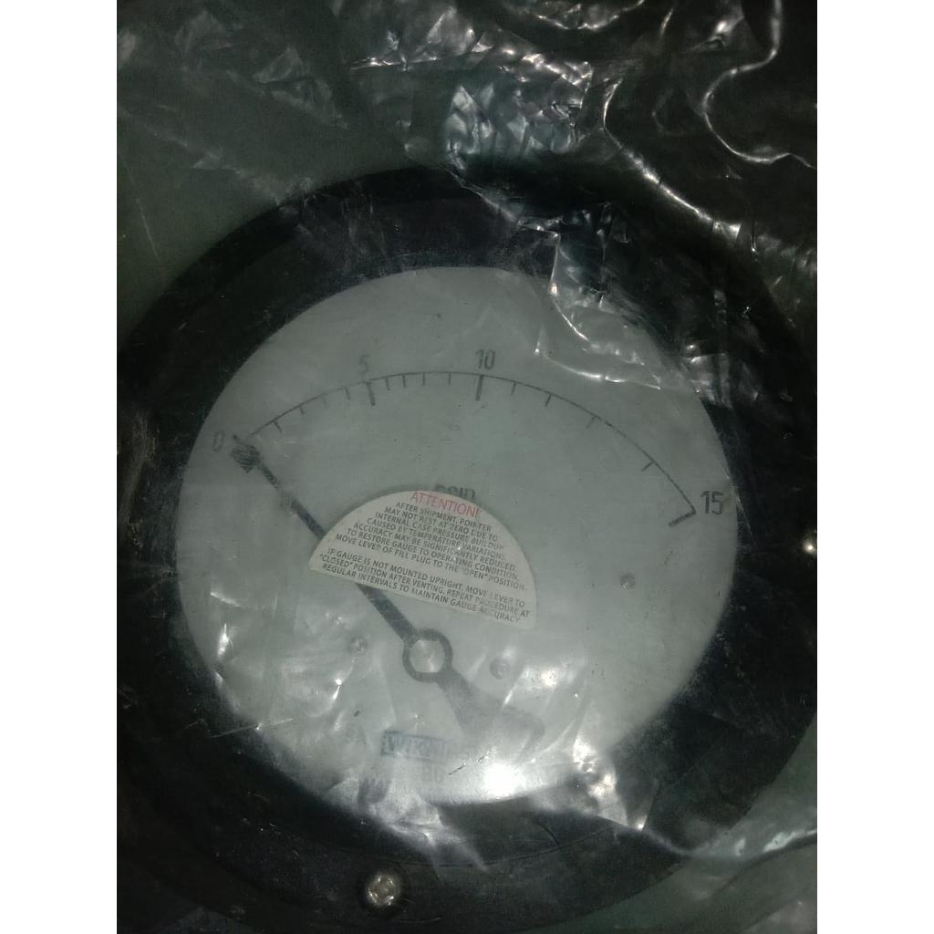 Pressure Gauge 15 PSID, Dial 4", 1/4 NPT Female, Back Connection, Plastik Case