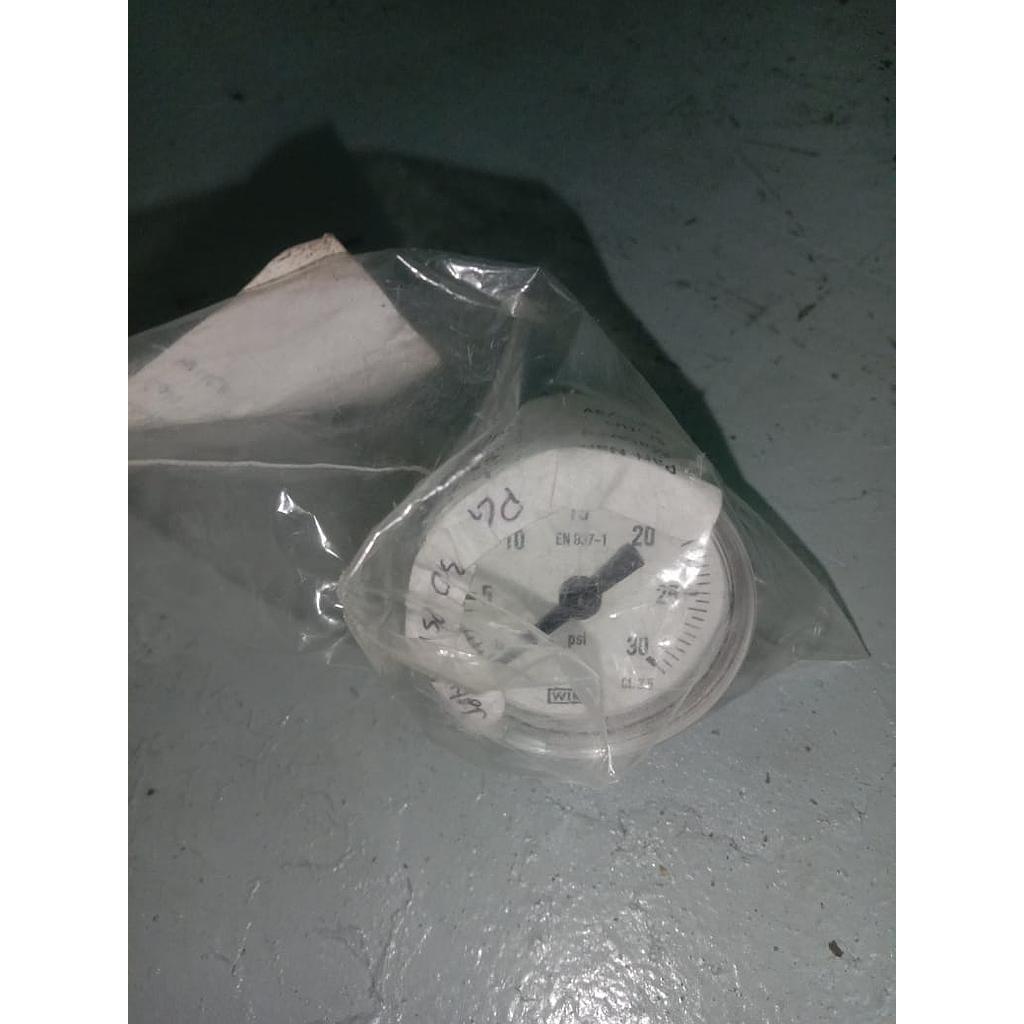 Pressure Gauge 30 PSI, Dial 1 1/2", 1/8  NPT, Back Connection, SST Case, Brand WIka 