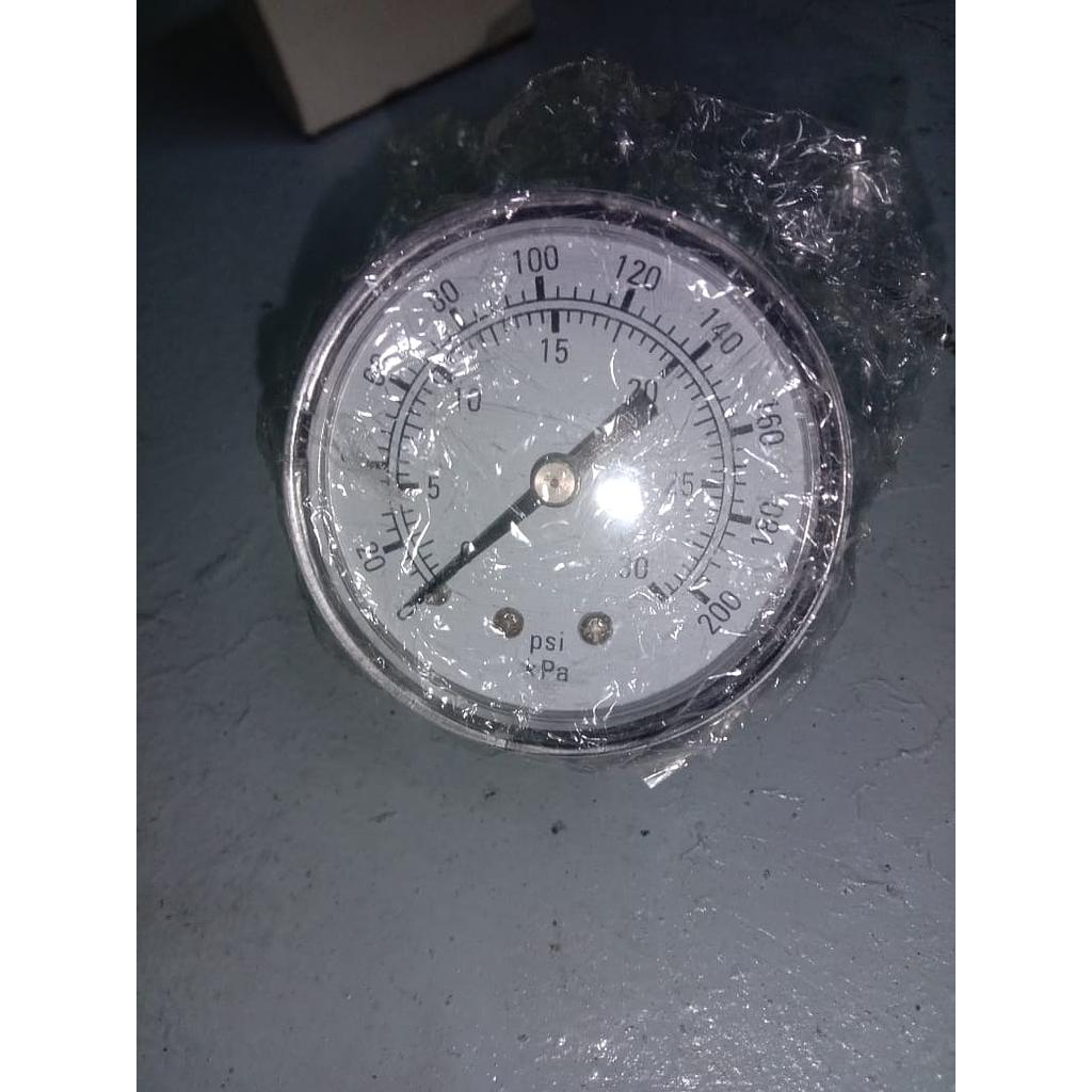 Pressure Gauge 30 PSI, 200 KPa, Dial 2", 1/4 NPT, Plastik Case, Back Connection