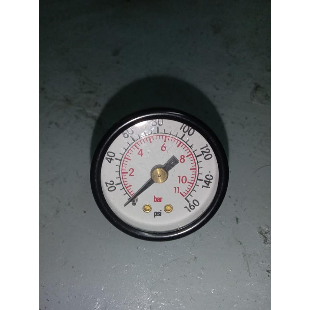 Pressure Gauge 160 PSI, Dial 1 1/2", 1/8 NPT, Plastik Case, Back Connection