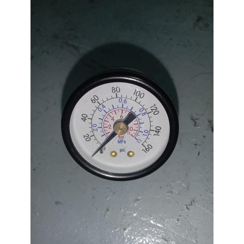 Pressure Gauge 160 PSI With MPa, Dial 1 1/2", 1/8 NPT, Plastik Case, Back Connection